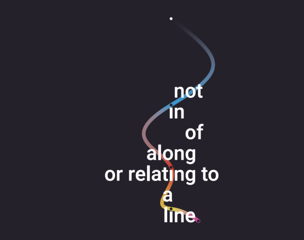 not in of along or relating to a line